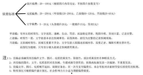 新闻爆料稿费多少,高额回报背后的真相 第3张 新闻爆料稿费多少,高额回报背后的真相 第3张